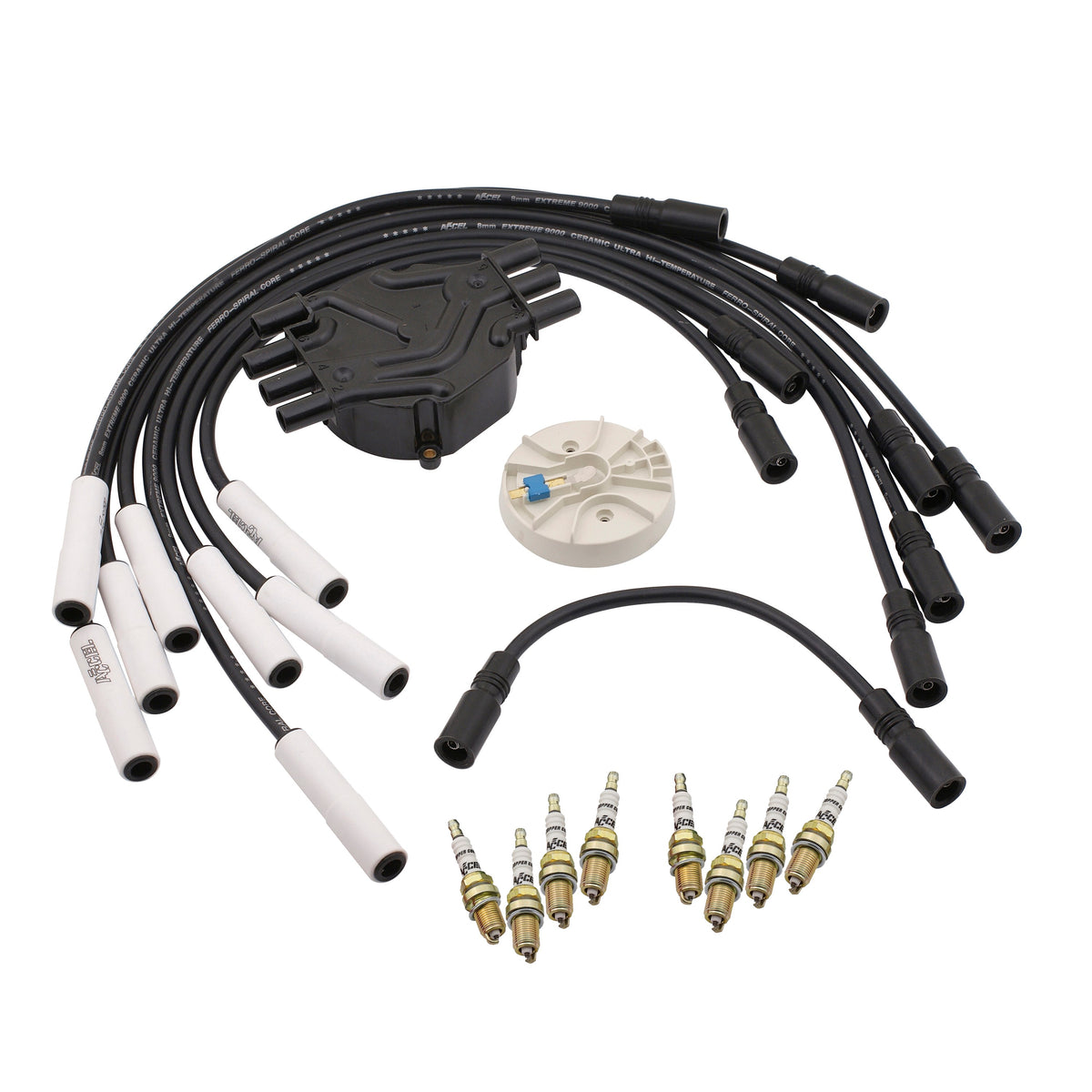 Ignition Tune Up Kit With Spark Plug Wire Set Distributor Cap And Rotor Spark Plugs 1996-2000 GM Truck V8 Vortec 7.4 ACCEL