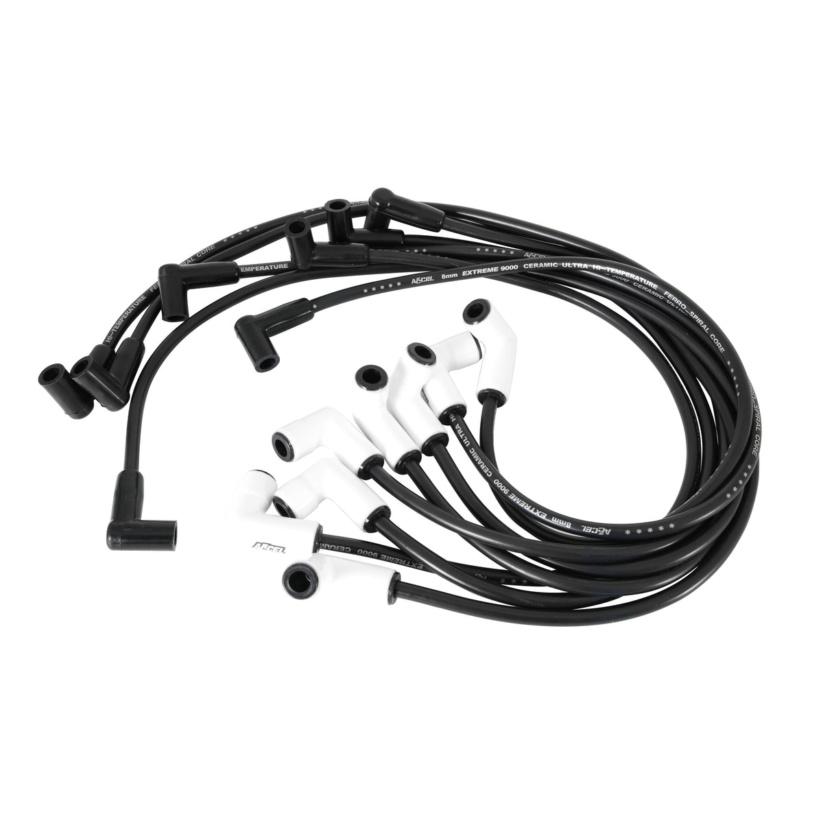 Spark Plug Wire Set-Extreme 9000 Ceramic-Chevy/Gmc V8 Hei 75-86 Over Valve Cover This Custom Fit Extreme Heat Ceramic Boot Spark Plug Wire Set Fits Chevy/Gmc V8 Hei Applications 75-86 ACCEL