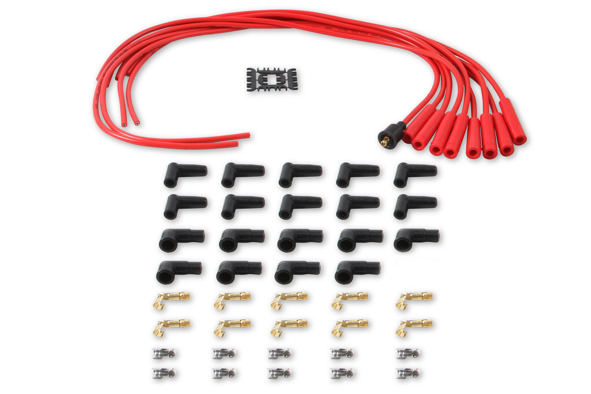 Spark Plug Wire Set- 8MM Red Wire With Red Straight Boots 4040R, Spark Plug Wires, Super Stock, Spiral Core, 8Mm, Red, Set ACCEL-1