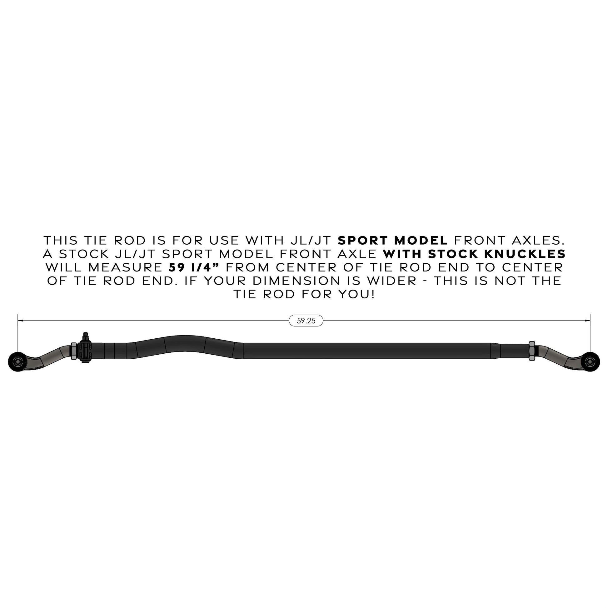 Currectlync Jeep JL/JT Tie Rod Bolts-On In Sport Model High Steer Applications Only 1.65 Inch Dia. Tube Construction Forged Tie Rod Ends Incl. Jam Nuts And Adjusters RockJock 4x4-1