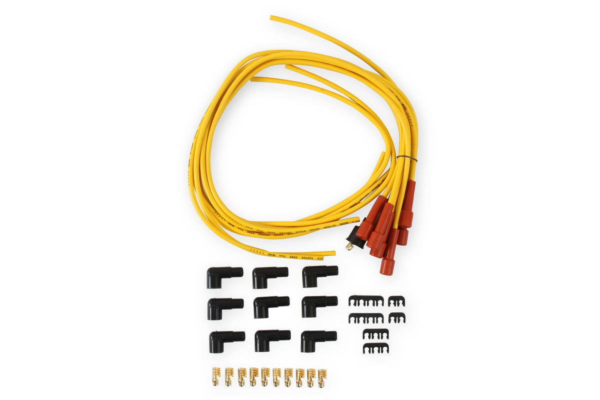 Spark Plug Wire Set- 7Mm-Super Stock-Copper Core-Universal Straight Boots Yellow 3008 Universal Fit ACCEL-1