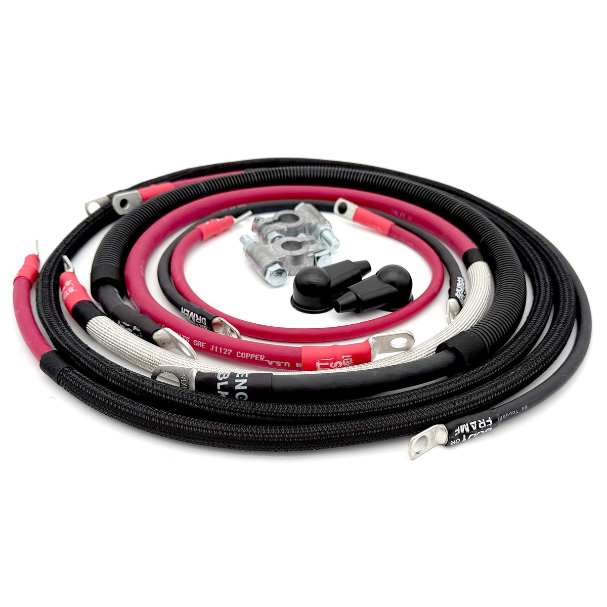 Dodge Cummins Battery Cable Kit 1/0 Gauge For 2002-2005 Dodge RAM 2500/3500 5.9-6.7 Liter Cummins Diesel 3rd Gen Battery Cable Single Battery Big7Kits-2