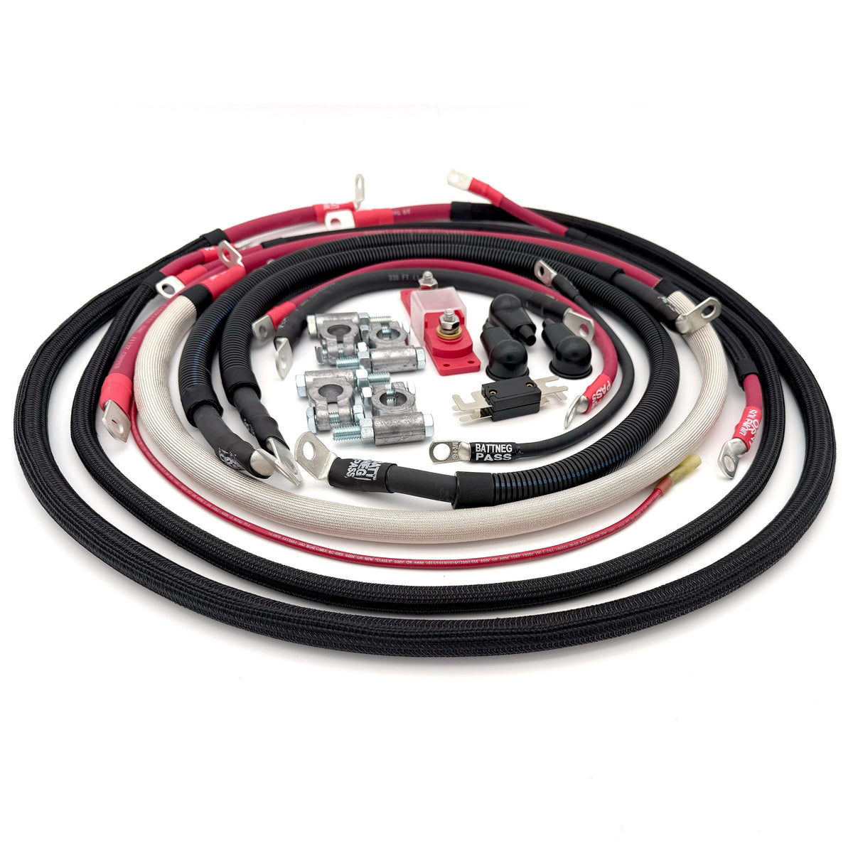 2003-2007 Ford F250/F350 2/0 Gauge Battery Cable Kit Power Stroke 6.0 Diesel 90 Degree Battery Cable Big7Kits-2