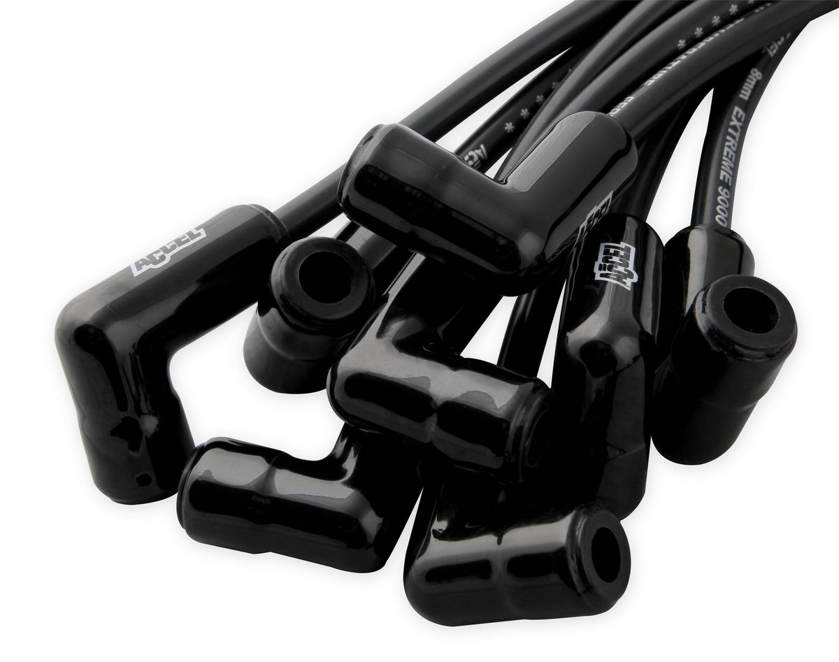 Spark Plug Wire Set- Extreme 9000 Black Ceramic-Gm V8 Hei 75-86 Over Valve Cover This Custom Fit Extreme Heat Ceramic Black Boot Spark Plug Wire Set Fits Chevy/Gmc V8 Hei Applications 75-86 ACCEL-2