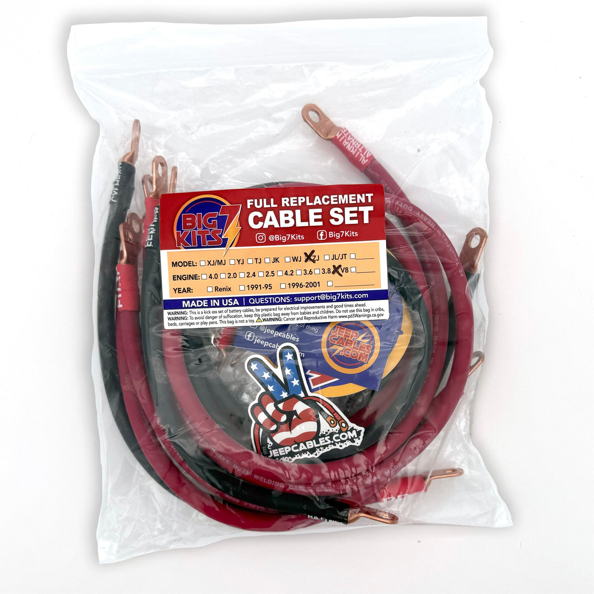 1993-1998 Jeep Grand Cherokee Battery Cable Kit ZJ 4.0 Liter 1/0 Gauge Battery Cable Big7Kits-15