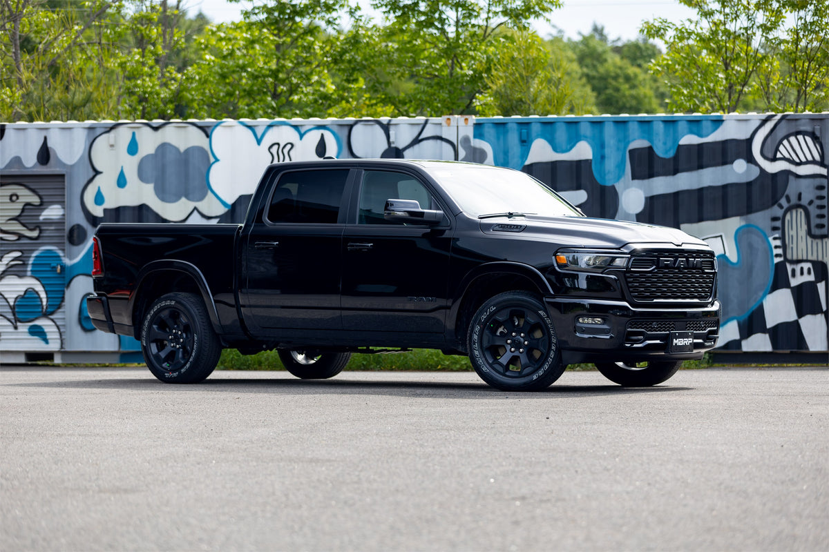 2025-Up Ram 1500 3.0L SST SO Armor BLK 3 inch Cat-back 2.5 Inch Dual Split Rear Exhaust with Black Tips MBRP-8