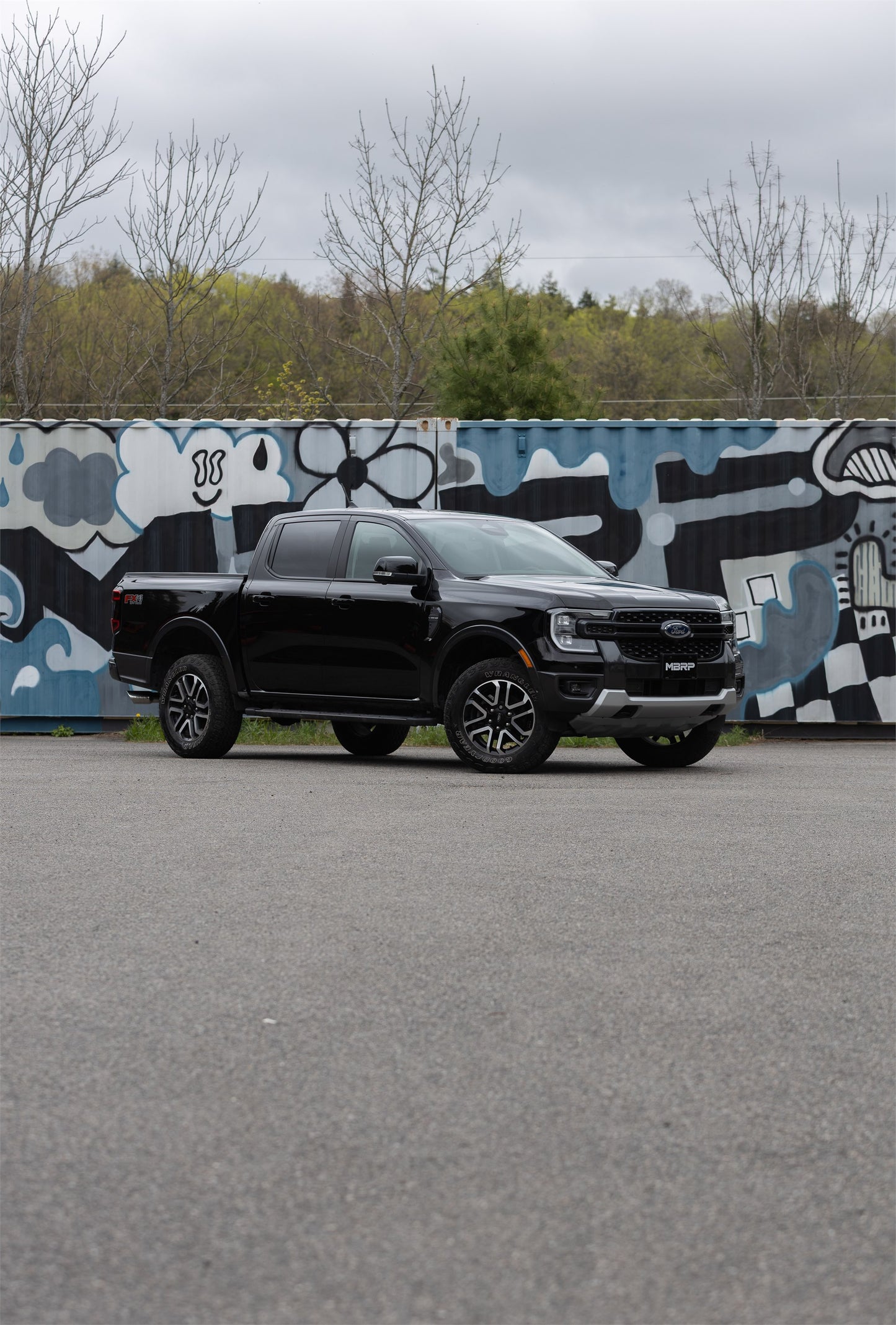 2024 Ford Ranger 2.3L Ecoboost Armor BLK Black-Coated Aluminized Steel 3-Inch Cat-Back Single Side Exit with Black Tip MBRP-3