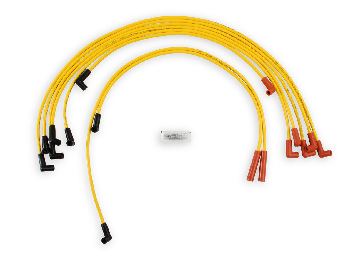 Spark Plug Wire Set- 8Mm- Super Stock- Graphite Core- Hei Style Boots- Yellow Sbc 5.0/5.7L 1978-1986 V8 Super Stock Spiral Core ACCEL