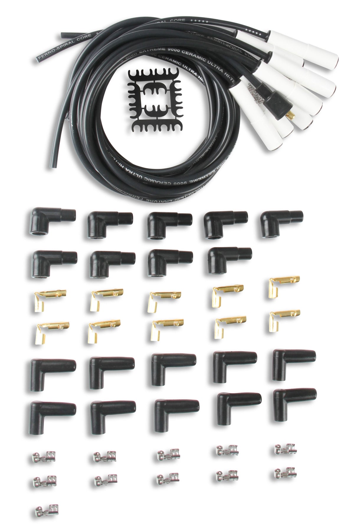Spark Plug Wire Set Universal 180 Deg White Ceramic Boots These Ceramic Boot Spiral Core Universal Fit Spark Plug Wire Sets Have Straight 180 Degree Boots ACCEL-1