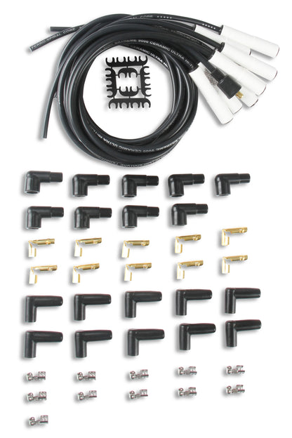 Spark Plug Wire Set Universal 180 Deg White Ceramic Boots These Ceramic Boot Spiral Core Universal Fit Spark Plug Wire Sets Have Straight 180 Degree Boots ACCEL-1