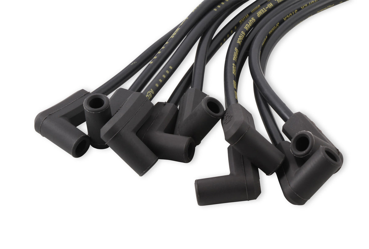 Spark Plug Wire Set- 8MM Super Stock Custom Black Wire Custom Spark Plug Wire Set 500 Ohms/Ft Sprial Core Sbc 1987-1995 V8 ACCEL-2
