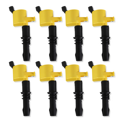 Ignition Upgrade Kit- 2004-2008 Ford 4.6L/5.4L/6.8L 3-Valve, Yellow 8-Pack Includes 8-Pack Of Hp Copper Spark Plugs (P/N 8160) & 8-Pack Of Ignition Coil (P/N 140033-8) ACCEL-1