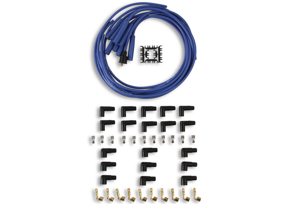 Spark Plug Wire Set- 8MM Blue Wire With Blue Straight Boots 4040B, Spark Plug Wires, Super Stock, Spiral Core, 8Mm, Blue, Set ACCEL-1