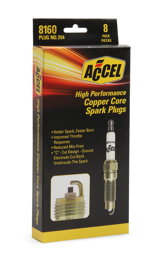 Hp Copper Spark Plug Ford 2004-Early 2008 Ford 3-Valve 4.6L,5.4L & 6.8L Modular Engines One Piece Design 8 Pack Of Pn 346 ACCEL-1