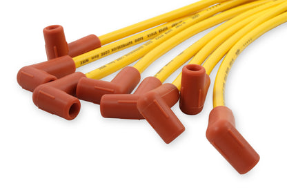 Spark Plug Wire Set 8MM Yellow With Orange 90 Deg Boots 4041 8MM Universal Fit Super Stock Spark Plug Wires Feature A Spiral Core And Yellow Silicone Jacket ACCEL-3