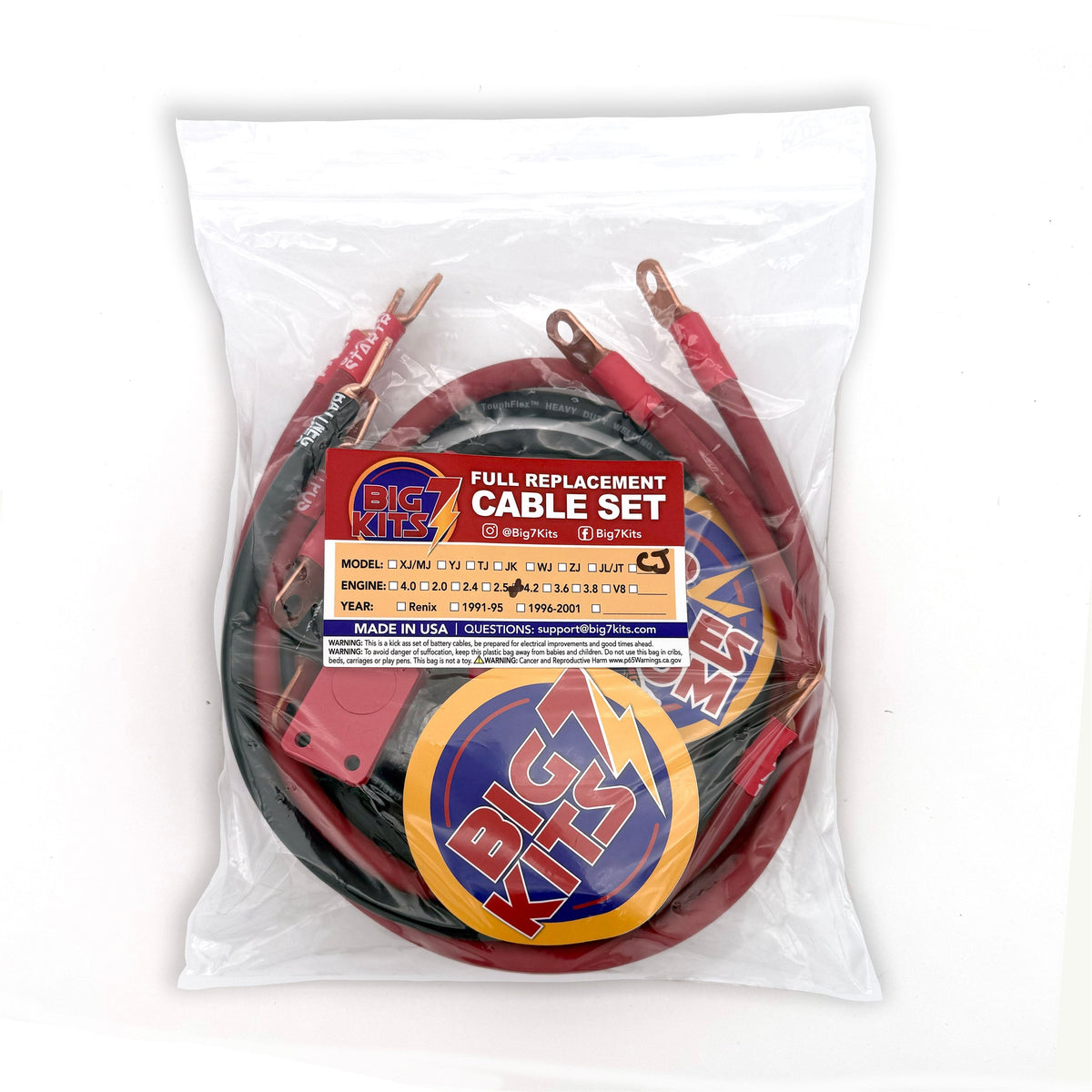 Jeep CJ Battery Cable Kit 2 Gauge Battery Cable 4.2 Liter Big7Kits-1