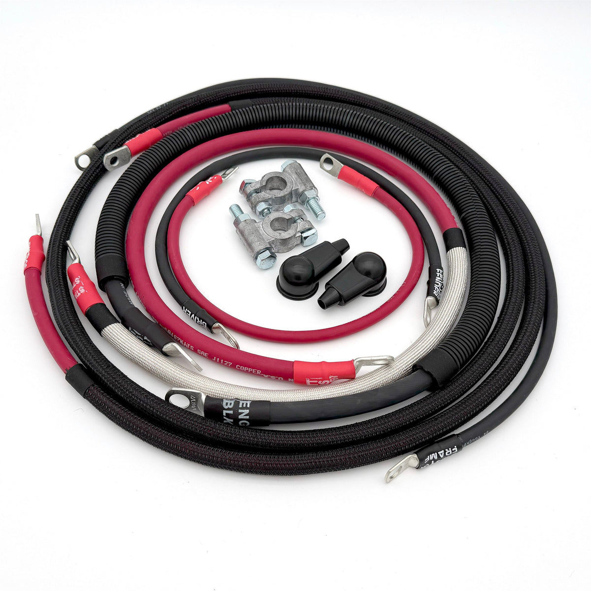 Dodge Cummins Battery Cable Kit 1/0 Gauge For 2006-2009 Dodge RAM 2500/3500 5.9-6.7 Liter Cummins Diesel 3rd Gen Battery Cable Single Battery Big7Kits-1