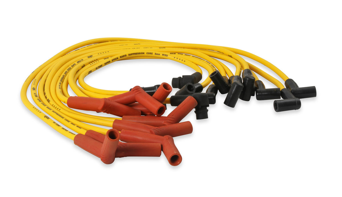 Spark Plug Wire Set- 8Mm-Custom With Graphite Core-Hei Stock Style Boots- Yellow Ford 1983-1996 V8 Efi- Super Stock, Spiral Core ACCEL-4