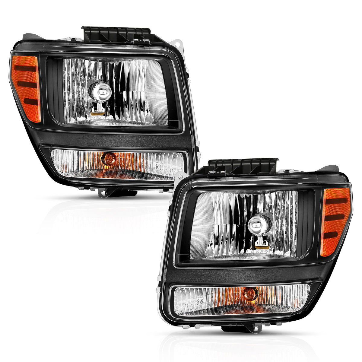 Crystal Headlight Black Amber Dodge Nitro 2007-2012 AnzoUSA