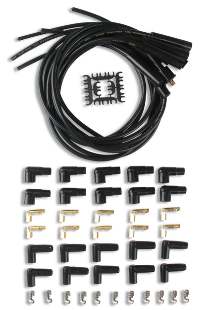 Spark Plug Wire Set- 8MM Black Wire With Black Straight Boots 4040K, Spark Plug Wires, Super Stock, Spiral Core, 8Mm, Black, Set ACCEL-1
