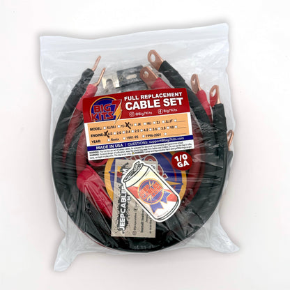 1999.5-2006 Jeep Wrangler TJ / LJ RHD Battery Cable Kit 4.0 Liter 1/0 Gauge Battery Cable Big7Kits-3