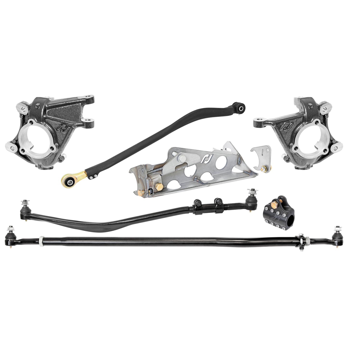 Currectlync Wrangler JK High Steer Kit For Ram Assist. Incl. Knuckles Drag Link Tie Rod Jeep JL/JT Trac Bar Trac Bar Reloc/Ram Mount Tie Rod Clamp RockJock 4x4