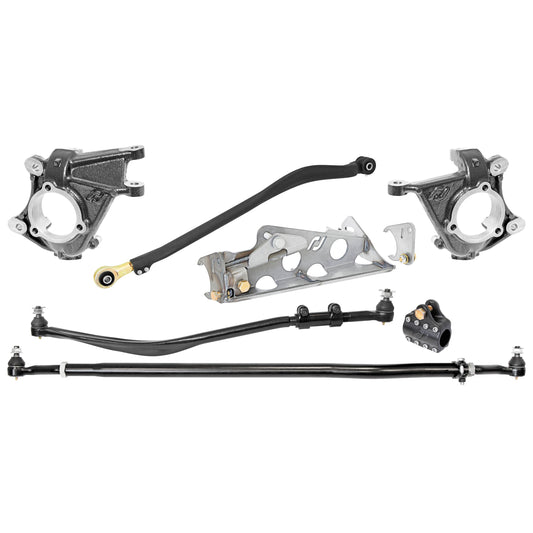 Currectlync Wrangler JK High Steer Kit For Ram Assist. Incl. Knuckles Drag Link Tie Rod Jeep JL/JT Trac Bar Trac Bar Reloc/Ram Mount Tie Rod Clamp RockJock 4x4