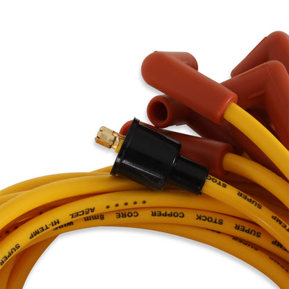 Spark Plug Wire Set 8MM Yellow With Orange Straight Boots 4039, Spark Plug Wires, Super Stock, Copper Core, 8Mm, Yellow ACCEL-1