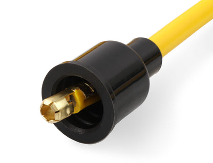 Spark Plug Wire Set 8MM Yellow With Orange 90 Deg Boots 4041 8MM Universal Fit Super Stock Spark Plug Wires Feature A Spiral Core And Yellow Silicone Jacket ACCEL-2