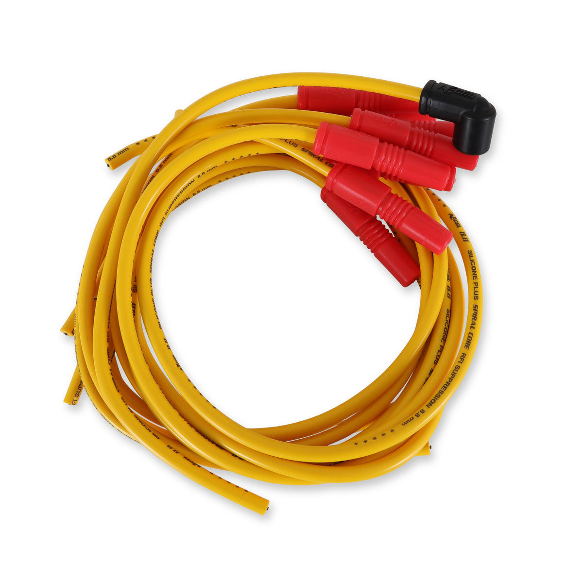 Spark Plug Wire Set- 8.8Mm-Spiral Suppression- Universal Vari-Angle Boots-Yellow 8033, Spark Plug Wires, 8.8Mm, Spiral Core, Yellow, Set ACCEL