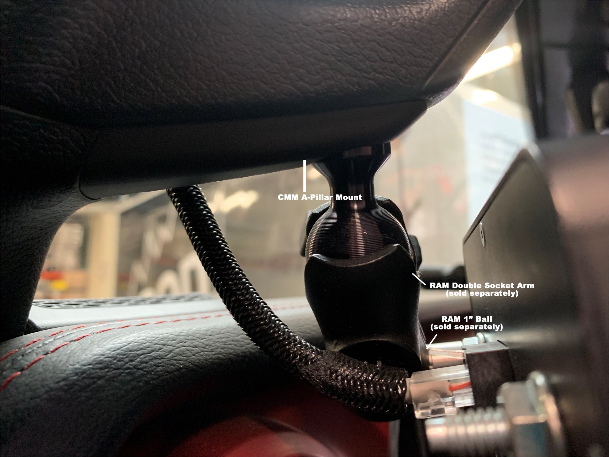 CMM A-Pillar 1 Inch Ball Mount Solution Jeep 2018-2023 Wrangler JL 2018-2023 Gladiator sPOD-2