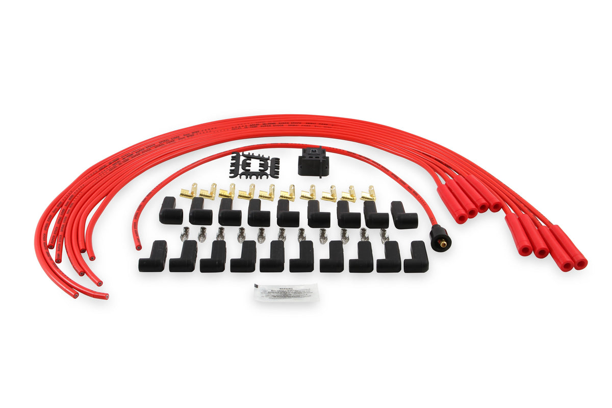 Spark Plug Wire Set 8MM Universal Red Wire With Red Straight Boots 5040R 8MM Super Stock Universal Fit Spark Plug Wires Feature A Spiral Core And Red Silicone Jacket ACCEL-2