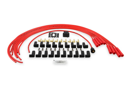 Spark Plug Wire Set 8MM Universal Red Wire With Red Straight Boots 5040R 8MM Super Stock Universal Fit Spark Plug Wires Feature A Spiral Core And Red Silicone Jacket ACCEL-2