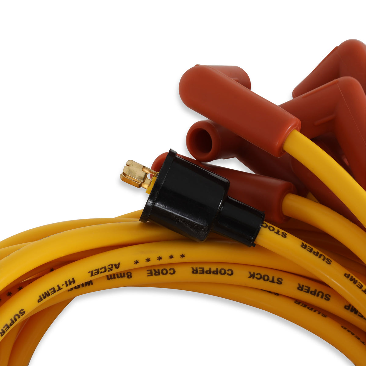 Spark Plug Wire Set 8MM Yellow With Orange Straight Boots 4039, Spark Plug Wires, Super Stock, Copper Core, 8Mm, Yellow ACCEL-2