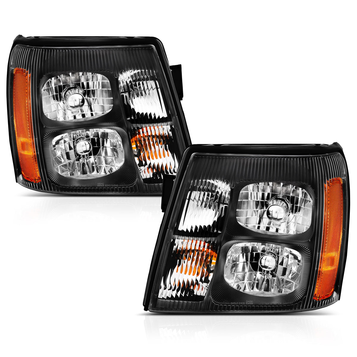 Crystal Headlight Black Amber Cadillac Escalade 2003-2006 AnzoUSA