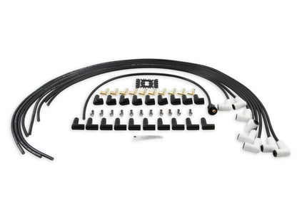 Spark Plug Wire Set Universal 90 Deg White Ceramic Boots 9001C, Spark Plug Wires, Pro Fit Ceramic, Spiral Core, 8Mm, Black, Set ACCEL-2