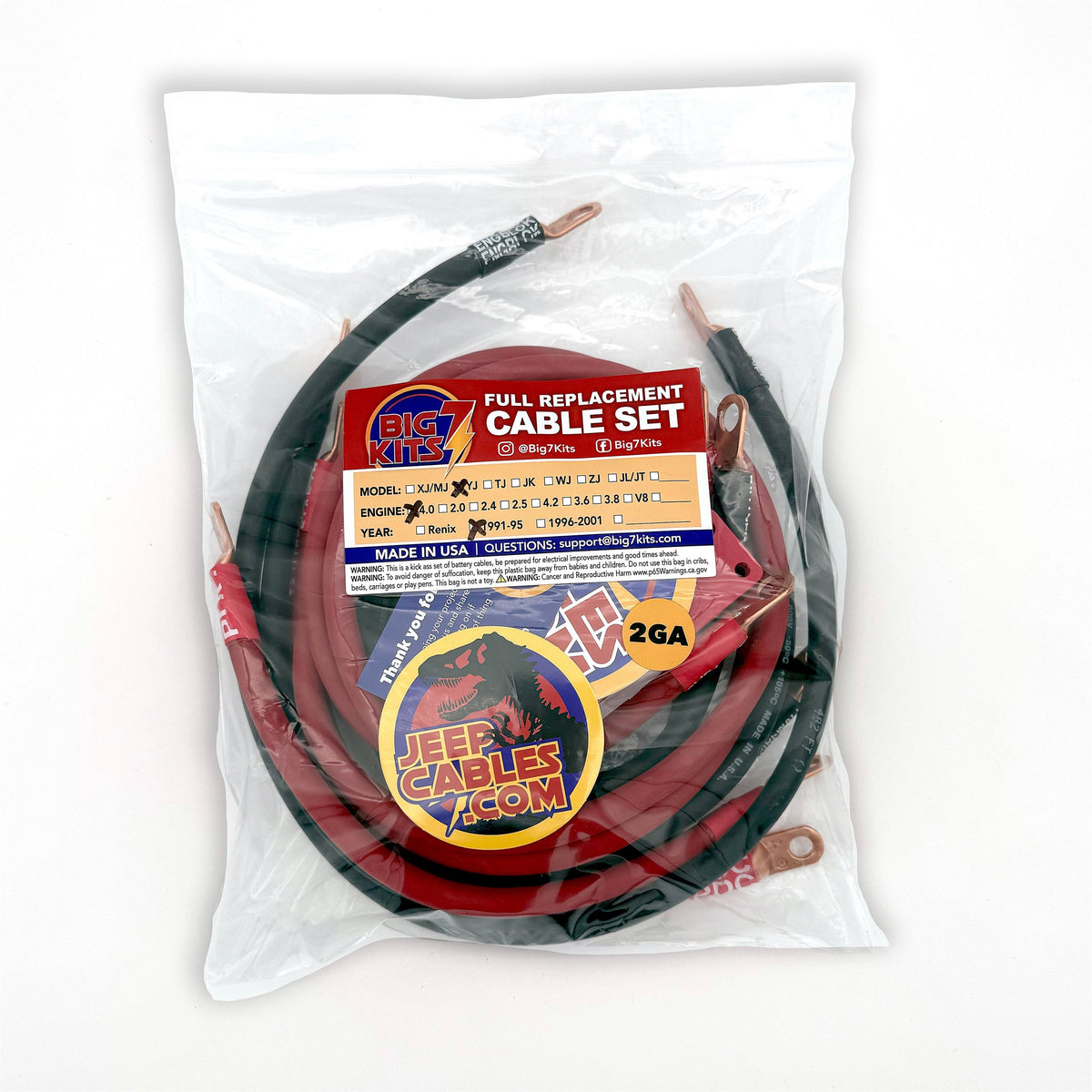 1991-1995 Jeep Wrangler YJ Battery Cable Kit 2.5 Liter 4 Gauge Battery Cable Big7Kits-18