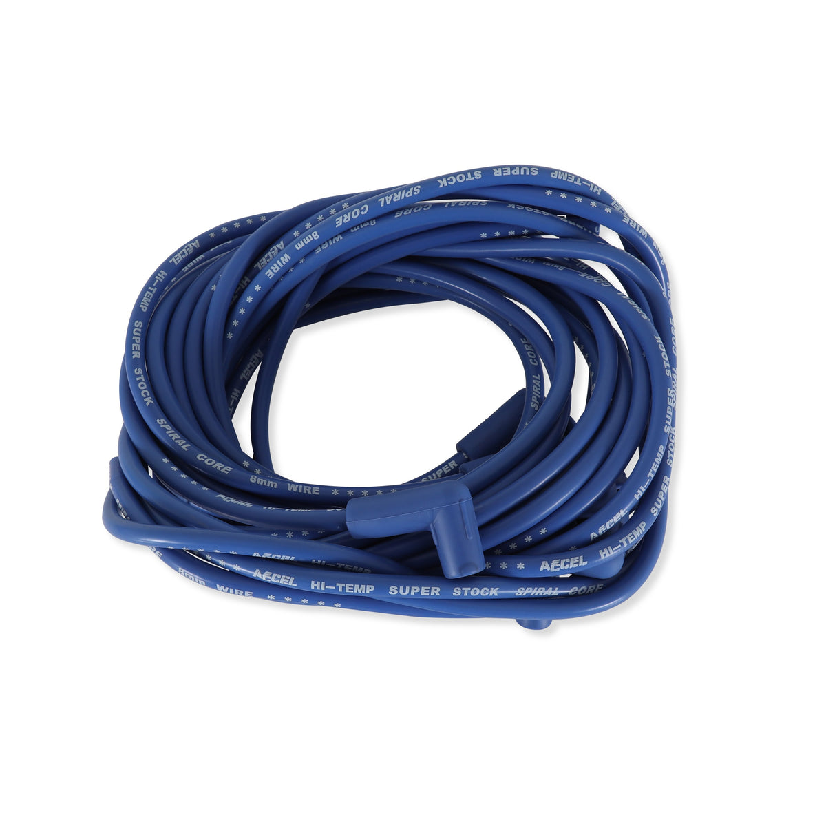 Spark Plug Wire Set 8MM Universal Blue Wire With Blue 90 Deg Boots 5041B, Spark Plug Wires, Super Stock, Spiral Core, 8Mm, Blue, Set ACCEL-1