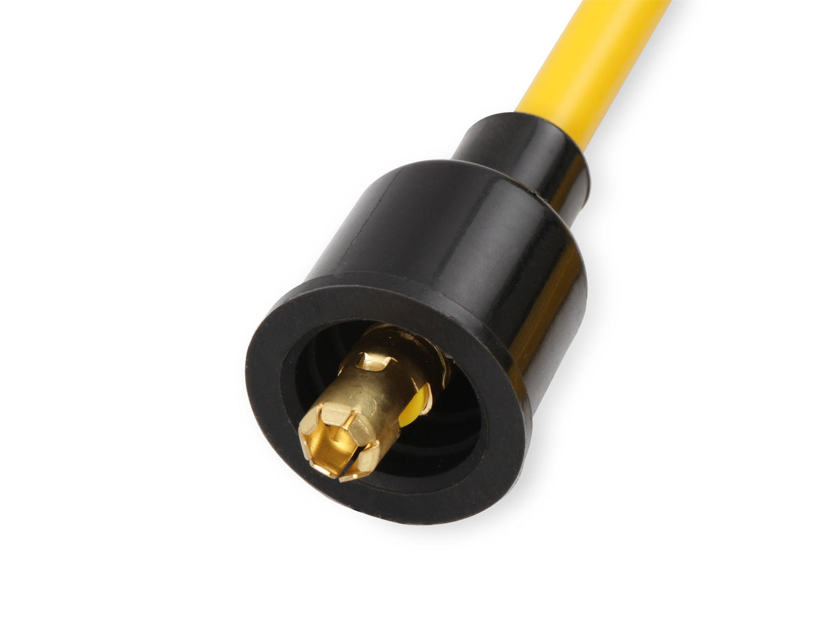 Spark Plug Wire Set 8MM Yellow With Orange Straight Boots 4040 8MM Universal Fit Super Stock Spark Plug Wire Sets Feature A Spiral Core And A Yellow Silicone Jacket ACCEL-5