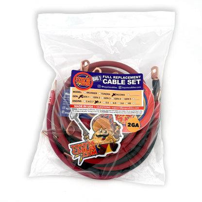 1995-2004 Toyota Tacoma Battery Cable Kit Gen 1 3.4 Liter 2 Gauge Battery Cable Big7Kits-3