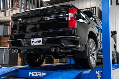 3.0 inch Cat-Back 2.5 inch Dual Split Rear Quad Carbon Fiber Tips 4.0 inch OD 19-up Silverado/Sierra 1500 Dual Out MBRP-1