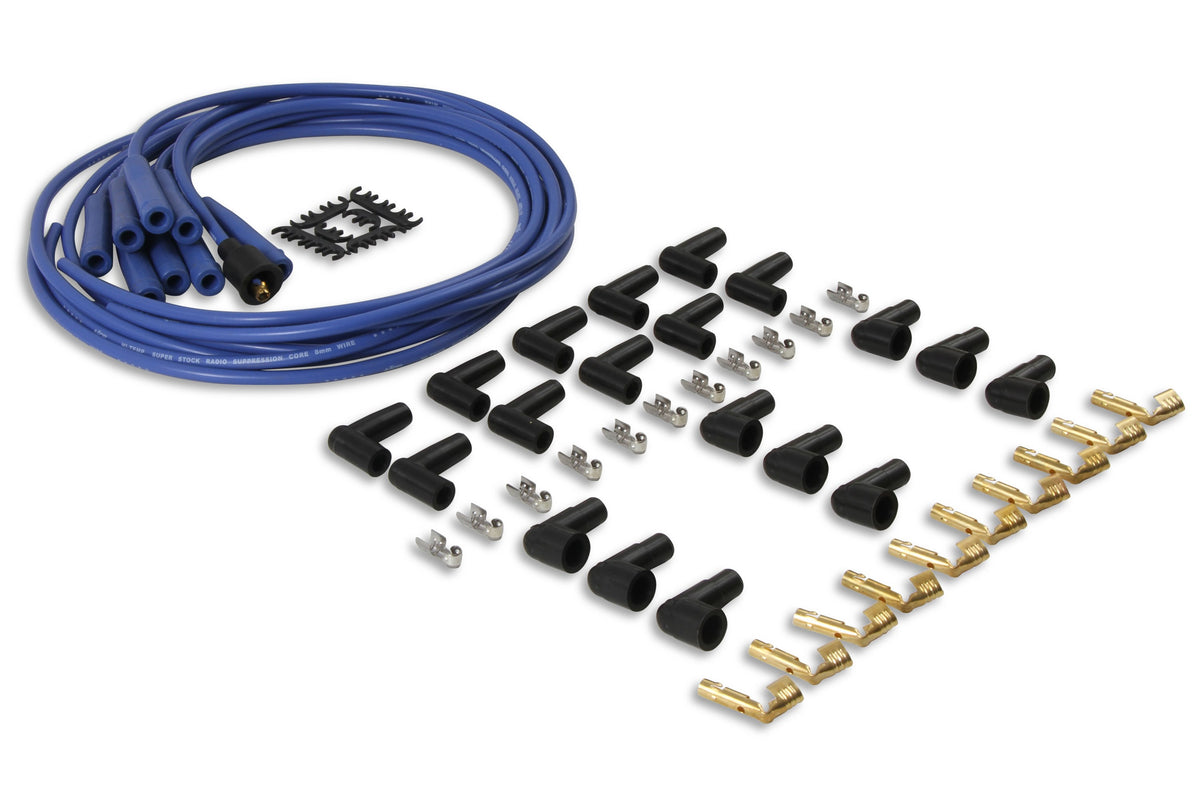 Spark Plug Wire Set- 8MM Blue Wire With Blue Straight Boots 4040B, Spark Plug Wires, Super Stock, Spiral Core, 8Mm, Blue, Set ACCEL-2