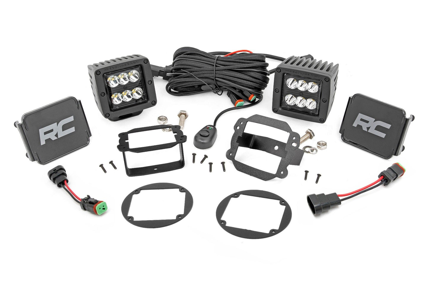 LED Light Kit | Fog Mount | 2" Black Pair | Jeep Wrangler JK/Wrangler Unlimited (10-18) Rough Country