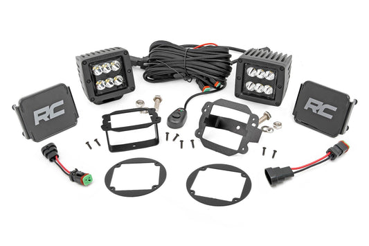 LED Light Kit | Fog Mount | 2" Black Pair | Jeep Wrangler JK/Wrangler Unlimited (10-18) Rough Country